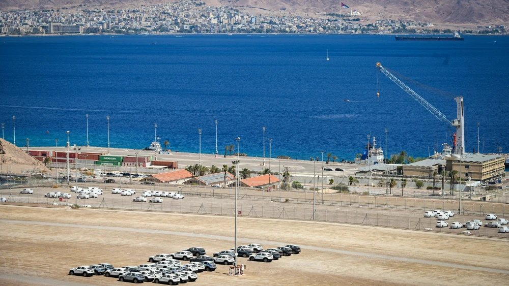 New imported cars are seen at the almost empty parking lot in the Eilat port, southern Israel, on August 31, 2024. Photo by Yehuda Ben Itach/Flash90.