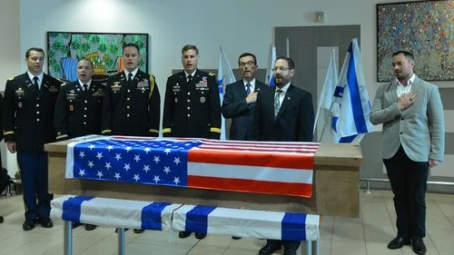 A farewell ceremony at Ben-Gurion International Airport for Taylor Force, a U.S. Army veteran killed by a Palestinian terrorist in Jaffa, March 2016. Photo by Tomer Neuberg/Flash90.
