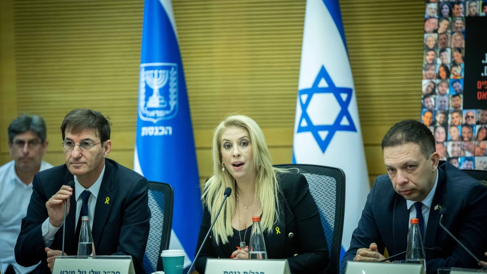 MK Shelly Tal Meron chairs the Caucus for the Hostages in the Gaza Strip at the Knesset in Jerusalem, Jan. 9, 2024. Photo by Yonatan Sindel/Flash90.