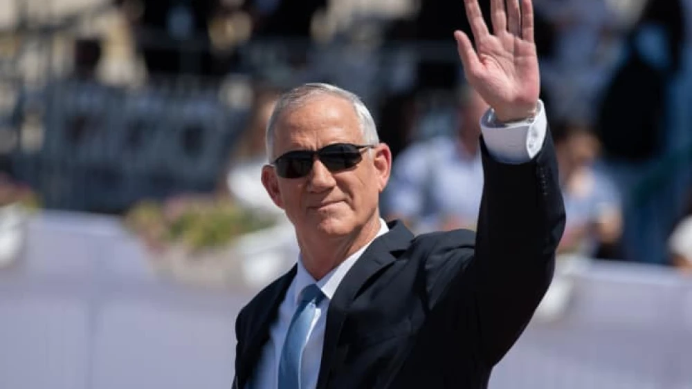 Then-Minister of Defense Benny Gantz at the welcoming ceremony for U.S. President Joe Biden in Tel Aviv, July 13, 2022. Photo by Sraya Diamant/Flash90.