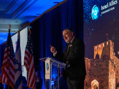 Sen. Ted Cruz (R-Texas) addresses a gathering of the Israel Allies Foundation in Washington, D.C., on Dec. 11, 2025. Photo by Jackson Young.
