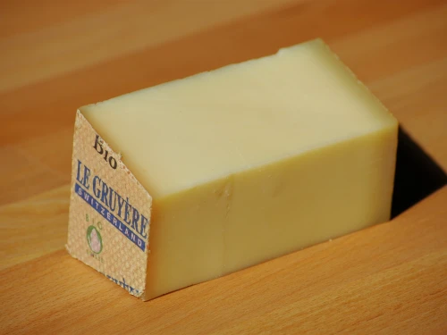 Gruyère cheese. Credit: Rolf Krahl via Wikimedia Commons.