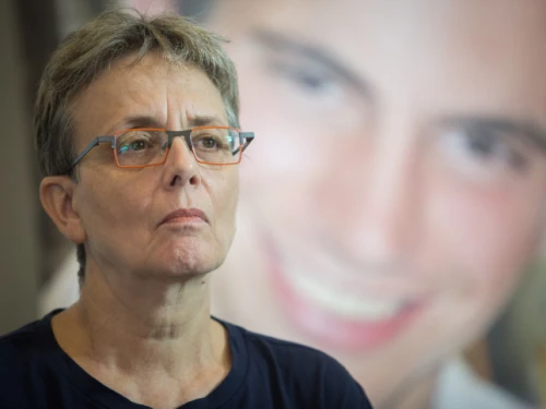 Leah Goldin, the mother of Lt. Hadar Goldin, whose remains are being held by Hamas in the Gaza Strip, attends a press conference, Aug. 5, 2018. Photo by Hadas Parush/Flash90.