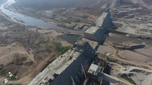 The Grand Ethiopian Renaissance Dam nears completion (Wikimapia)