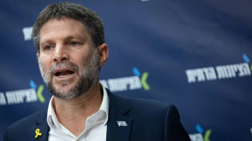 Minister of Finance and Head of the Religious Zionist Party Bezalel Smotrich leads a faction meeting at the Knesset, the Israeli parliament in Jerusalem, Feb. 10, 2025. Photo by Yonatan Sindel/Flash90.