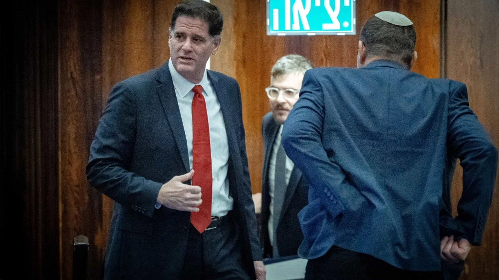 Strategic Affairs Minister Ron Dermer attends a plenum session at the Knesset in Jerusalem on Jan. 22, 2025. Photo by Yonatan Sindel/Flash90.