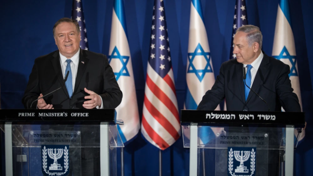 Israeli Prime Minister Benjamin Netanyahu and U.S. Secretary of State Mike Pompeo deliver joint statements at the Prime Minister's Residence in Jerusalem on March 20, 2019. Photo by Hadas Parush/Flash90.
