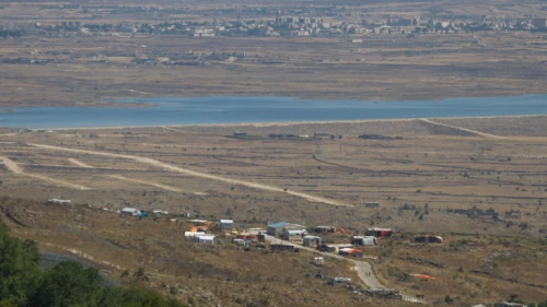 View of a camp of Syrian refugees near the Syrian-Israeli border, as seen from the Israeli side of the border on July 2, 2018. Photo by Flash90.