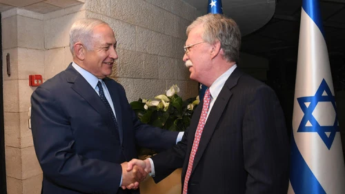Israeli Prime Minister Benjamin Netanyahu with U.S. National Security Advisor John Bolton at the Prime Minister's Residence in Jerusalem. Credit: GPO/Haim Zach.