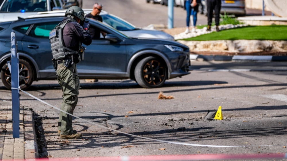 A rocket fired from Lebanon strikes the northern Israeli town of Shlomi, April 6, 2023. Photo by Fadi Amun/Flash90.