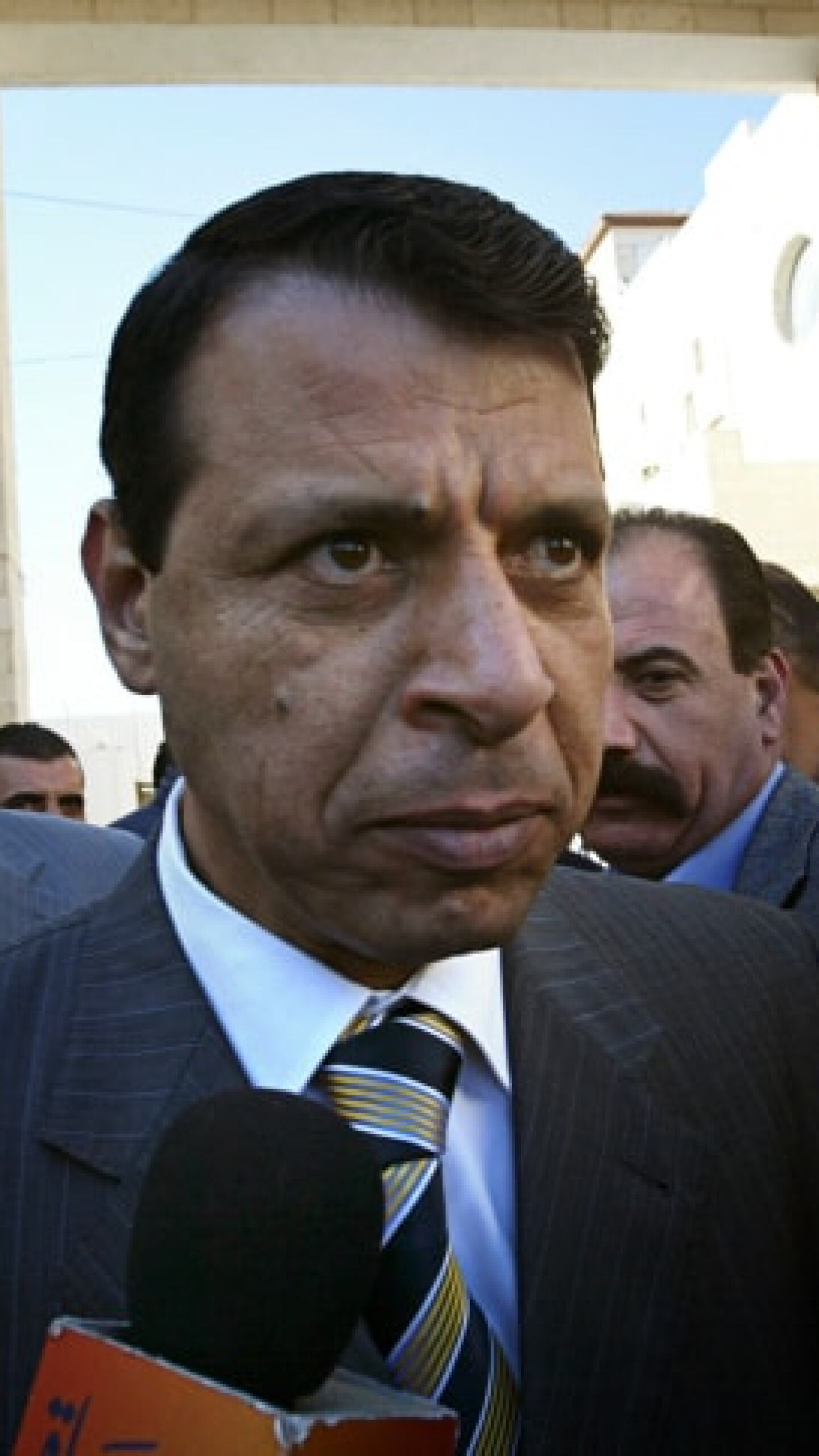 Then-Fatah lawmaker Mohammed Dahlan speaks to the press in Ramallah, Dec. 16, 2006. Photo by Michal Fattal/Flash90.