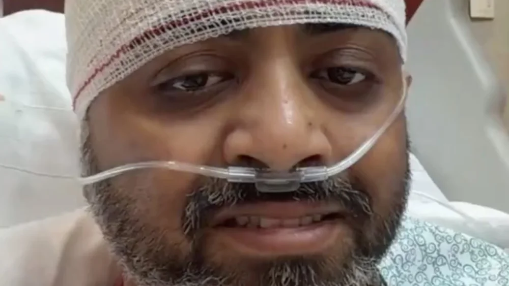 Capt. Smit Machchhar, the Indian pilot wounded during an attack aboard flydubai Flight FZ1073 from Dubai to Tel Aviv, speaks from his hospital bed in the United Arab Emirates, Oct. 2, 2026. Credit: Screenshot.