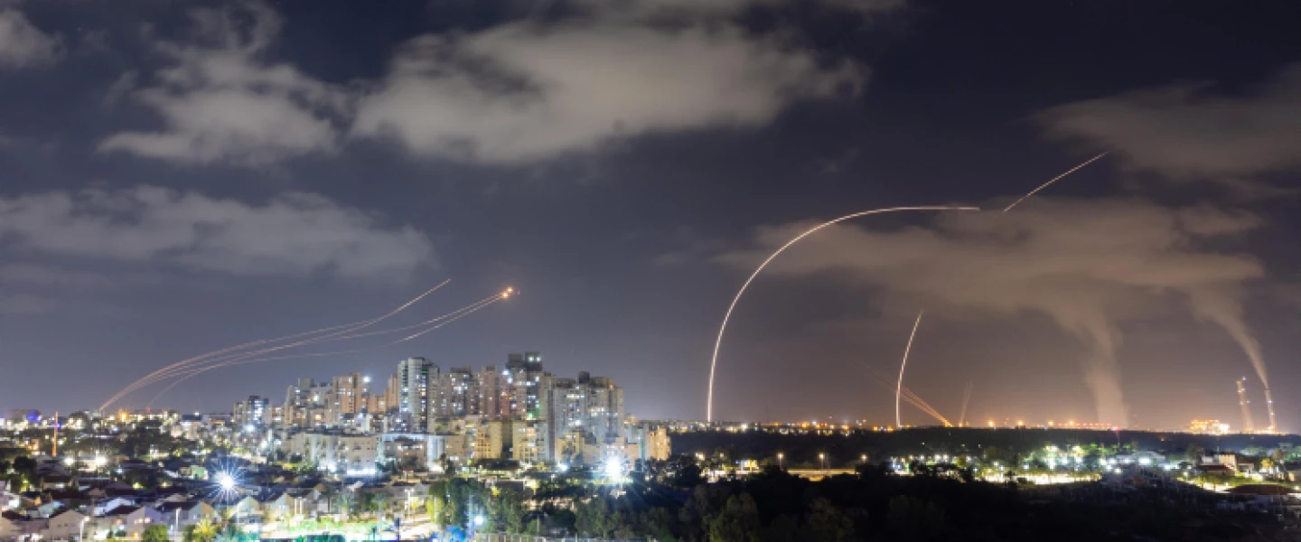 Israel's Iron Dome system intercepts rockets the Gaza Strip, as seen from Ashkelon, on May 13, 2023. Photo by Yossi Aloni/Flash90.
