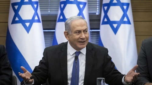 Israeli Prime Minister Benjamin Netanyahu speaks during a meeting of the right-wing parties bloc at the Knesset on Nov. 20, 2019. Photo by Hadas Parush/Flash90.