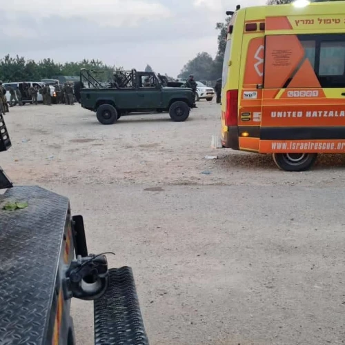 IDF soldiers and United Hatzalah emergency responders at Kibbutz Be'eri, Oct. 8, 2023. Photo by TPS.