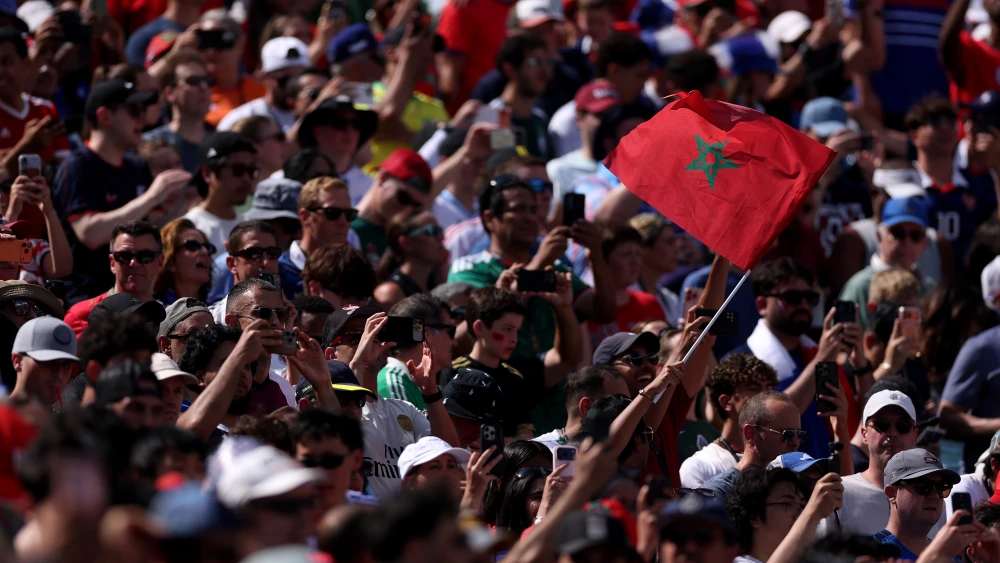 Fans of Morocco are seen during the FIFA World Cup 2026 Quarterfinal match between France and Morocco at Boston Stadium in Foxborough, Mass., on July 9, 2026. Credit: Lars Baron/Getty Images.