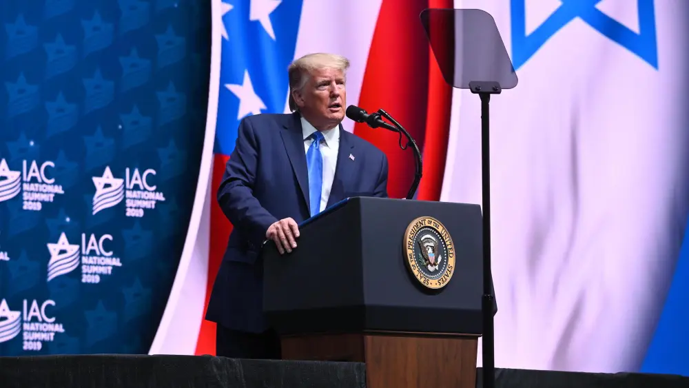 U.S. President Donald Trump at the Israeli-American Council National Summit on Dec. 7, 2019. Photo by Noam Galai/Courtesy IAC.