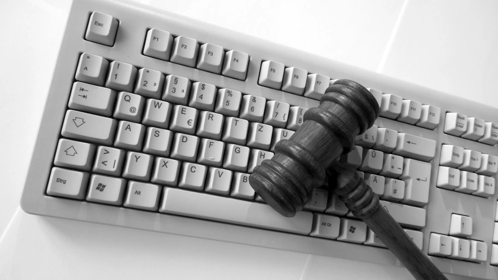 Gavel on a computer keyboard. Credit: Succo/Pixabay.