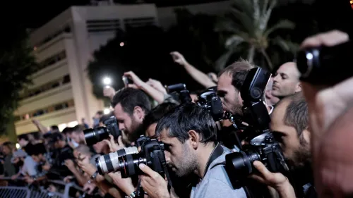A group of photo journalists in Tel Aviv on Nov. 14, 2015. Credit: Tomer Neuberg/Flash90.