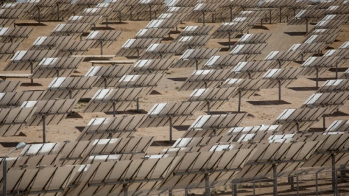 View of the Ashalim solar-power station in the Negev Desert on June 19, 2018. The station is the largest of its kind in Israel and fifth-largest in the world. Photo by Miriam Alster/Flash90.