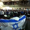 Saturday night's farewell ceremony for Ezra Schwartz in the old Ben-Gurion Airport building in Tel Aviv. Photo by Deborah Fineblum.