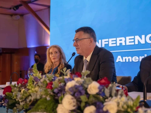 Israeli Foreign Minister Gideon Sa’ar speaks at the Conference of Presidents of Major American Jewish Organizations 51st Annual National Leadership Mission in Jerusalem, Feb. 16, 2026. Credit: Conference of Presidents.