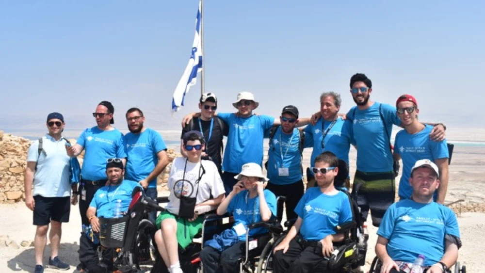 Participants on Birthright’s special-needs trip visit Masada. Credit: Birthright Israel.