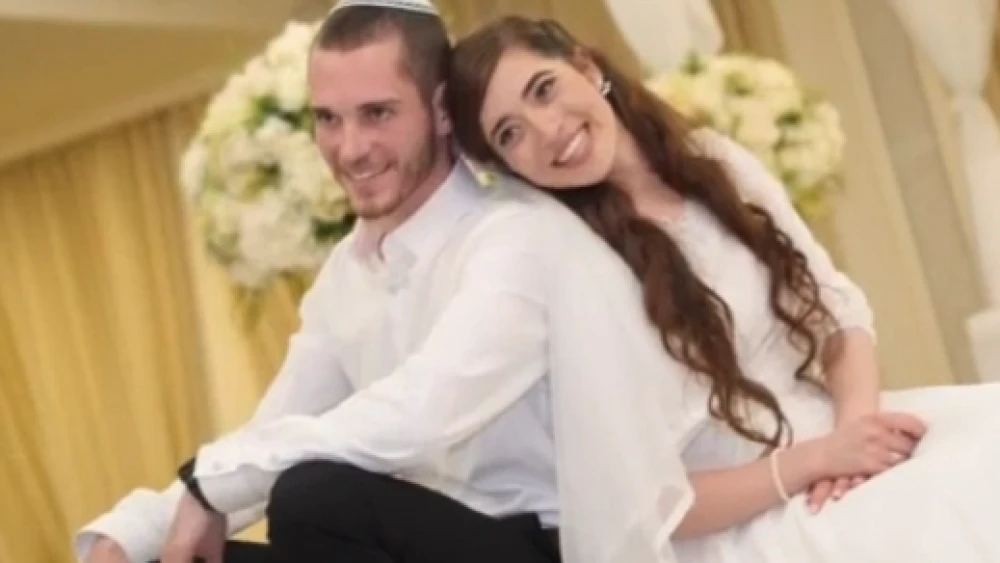 Wedding photo of Amichai and Shira Ish-Ran, married earlier this year. Both were injured in a drive-by shooting by a Palestinian terrorist at a bus stop outside of the Jewish community of Ofra on Dec. 9, 2018. Courtesy of the family.