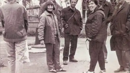 Tsilya Reitburd-Mendzheritsky, third from the right, was clearly up to no good. Photo courtesy of Max Samarov.