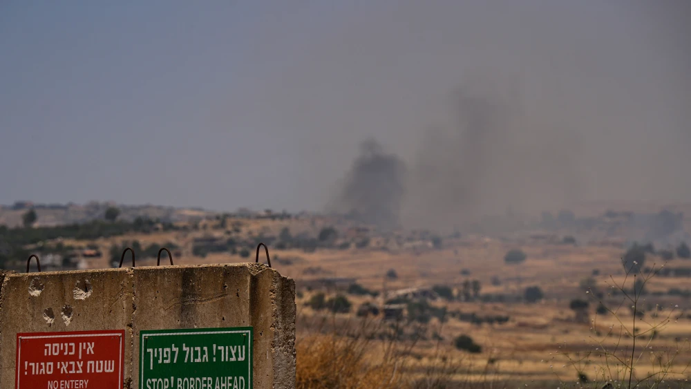 Smoke rises from the village of Blida, Southern Lebanon, as seen from the Israeli side of the border, June 6, 2025.