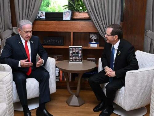 Israel's Prime Minister Benjamin Netanyahu and President Isaac Herzog meet in Jerusalem, July 6, 2025. Photo by Haim Zach/GPO.