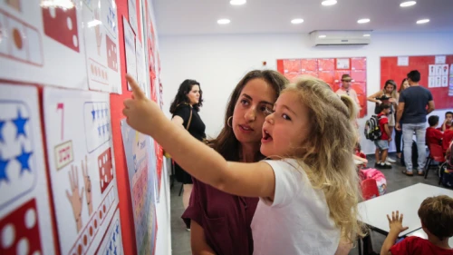 First-grade students attend their first day of school at Paula Ben-Gurion elementary school in Jerusalem on Sept. 1, 2019. Photo by Yossi Zamir/Flash90.