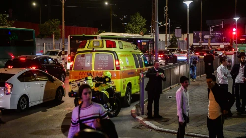 The scene of a terror ramming attack in Bnei Brak, Dec. 10, 2024. Photo by Avshalom Sassoni/Flash90.