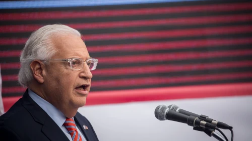 U.S. Ambassador to Israel David Friedman speaking at the official opening ceremony of the U.S. Embassy in Jerusalem on May 14, 2018. Photo by Yonatan Sindel/Flash90.