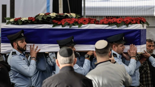 The funeral of Master Sgt. Ran Gvili, whose body was held by Hamas in Gaza for 843 days. Meitar, southern Israel, Jan. 28, 2026. Photo by Tsafrir Abayov/Flash90. 7