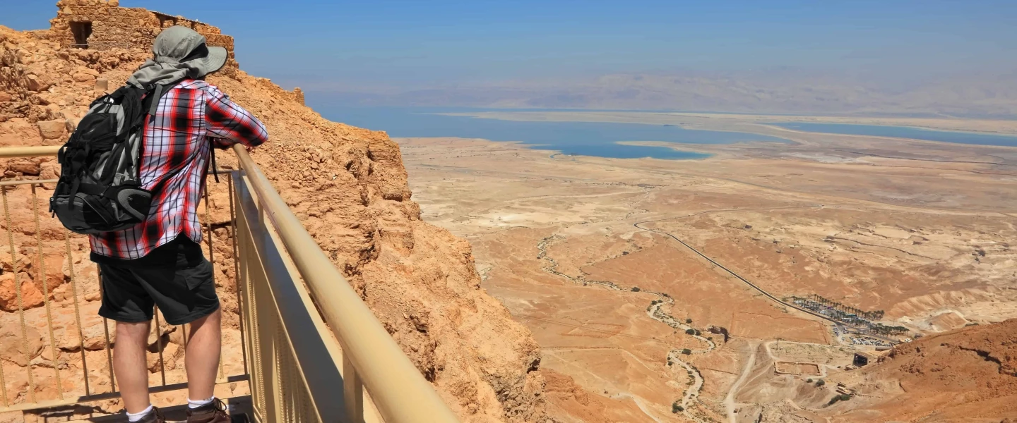A panoramic view of Judaean Desert and Dead Sea from the ancient fortification of Masada in southern Israel. Credit: Protasov AN/Shutterstock.