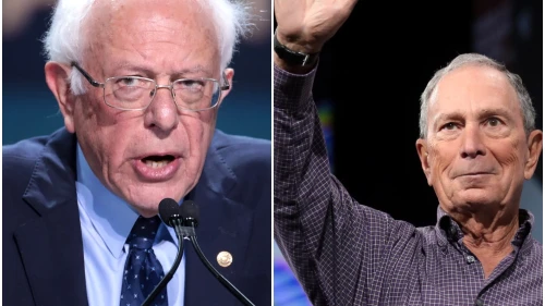 Democratic presidential candidates U.S. Sen. Bernie Sanders (I-Vt.) and former New York Mayor Michael Bloomberg. Photos by Gage Skidmore via Flickr.