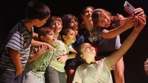 Children evacuated from Moshav Yevul at a hostel near the Dead Sea. Photo courtesy of Moshav Yevul.
