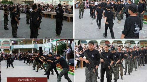 Futuwwa Graduation ceremony at Dar Al-Arqam school (source: facebook.com/ArqamSchools, June 4, 2014) (MEMRI)