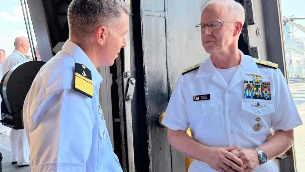 The Israeli Navy deputy commander and chief of staff meets with the U.S. Navy chief of naval operations during an official visit marking 250 years of U.S. independence. Credit: IDF.