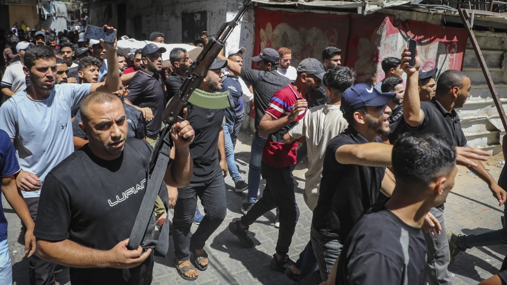 Palestinians attend the funeral of Samir Zakaria Abu Dalal, who was killed in an Israeli strike in Gaza City on Aug. 4, 2026. Photo by Ali Hassan/Flash90.