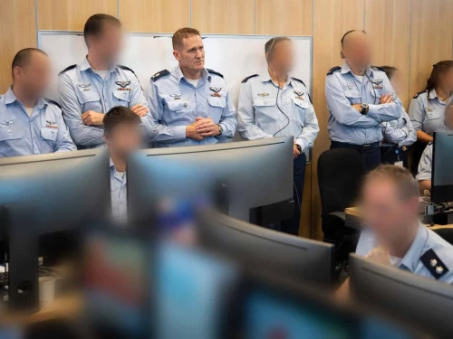 IAF commander Maj. Gen. Tomer Bar (center) monitors “Operation Roaring Lion,” Feb. 28, 2026. Credit: IDF.