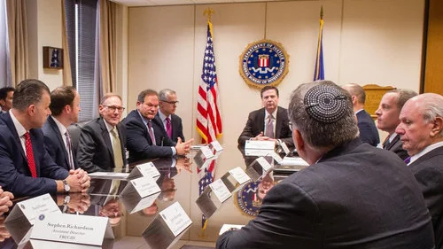 Jewish leaders meet March 3 with FBI Director James Comey and other federal officials to discuss the ongoing wave of anti-Semitic threats and attacks in the U.S. Credit: Conference of the Presidents of Major American Jewish Organizations.