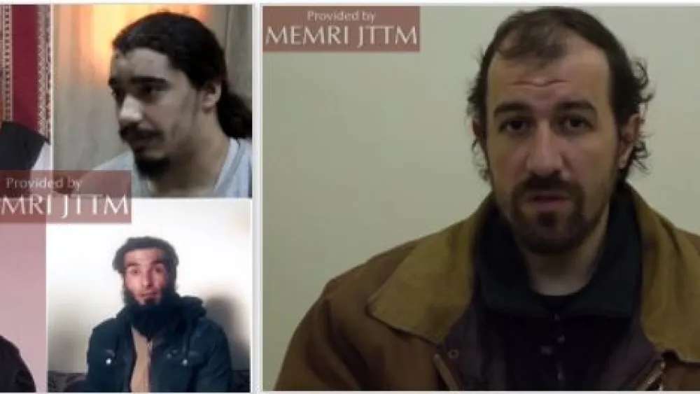 ISIS deserters: ordinary fighters (left) and Thomas Barnouin. (Credit: MEMRI)