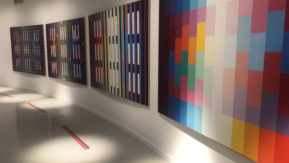 A series of Yaacov Agam's polymorphic work. Credit: Judy Lash Balint.