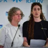 Family members of released hostage Keith Siegel hold a press conference at Tel Aviv Sourasky Medical Center (Ichilov Hospital), Feb. 3, 2025. Photo by Avshalom Sassoni/Flash90.