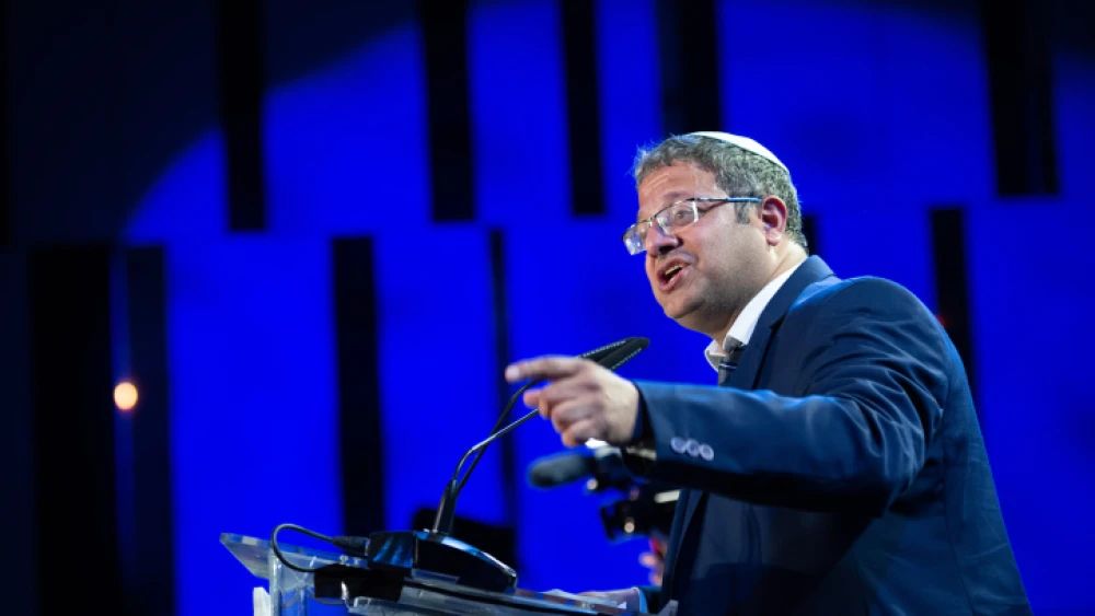 Itamar Ben-Gvir of Otzma Yehudit speaks on election night at the Religious Zionist Party headquarters in Modi'in, March 23, 2021. Photo by Sraya Diamant/Flash90.