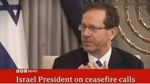 The BBC interviews Israeli President Isaac Herzog. Screenshot: BBC.