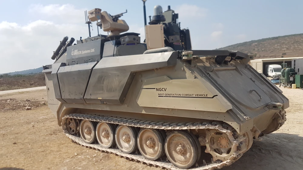 Israel Aerospace Industries’s prototype of the Carmel autonomous armored vehicle, powered by artificial-intelligence technology. Photo by Yaakov Lappin.