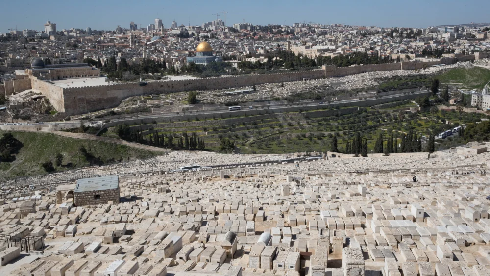 View of the Mount of Olives, overlooking the Dome of the Rock and the Old City of Jerusalem, Feb. 20, 2017. Photo by Nati Shohat/Flash90.